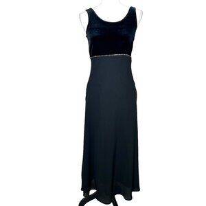 Vintage Harlow Petites Sheath Dress Sleeveless Rhinestones Velvet Black Size 6P